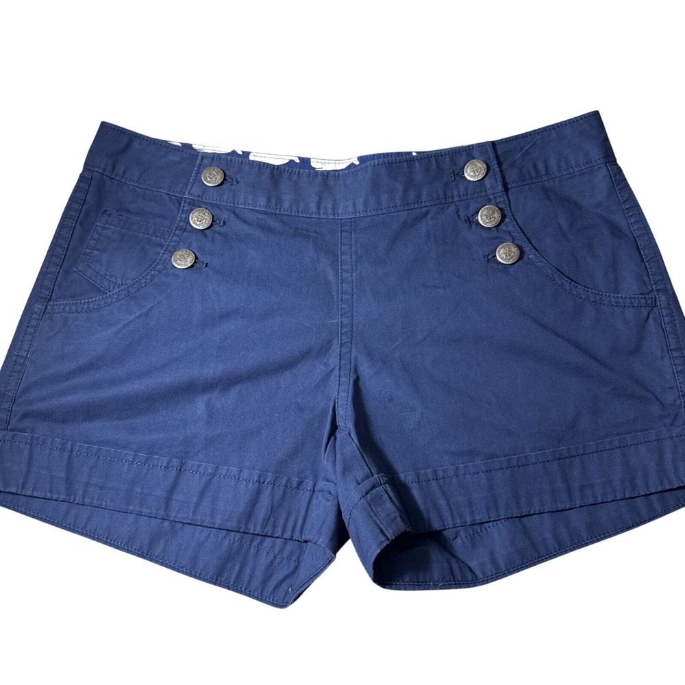 Vineyard Vines Sailor Shorts Women Navy Blue Anchor Button Nautical Size 2